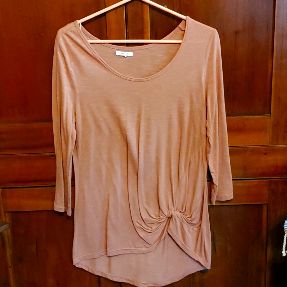Maurices 24/7 Ruched Front Shirt Mauve